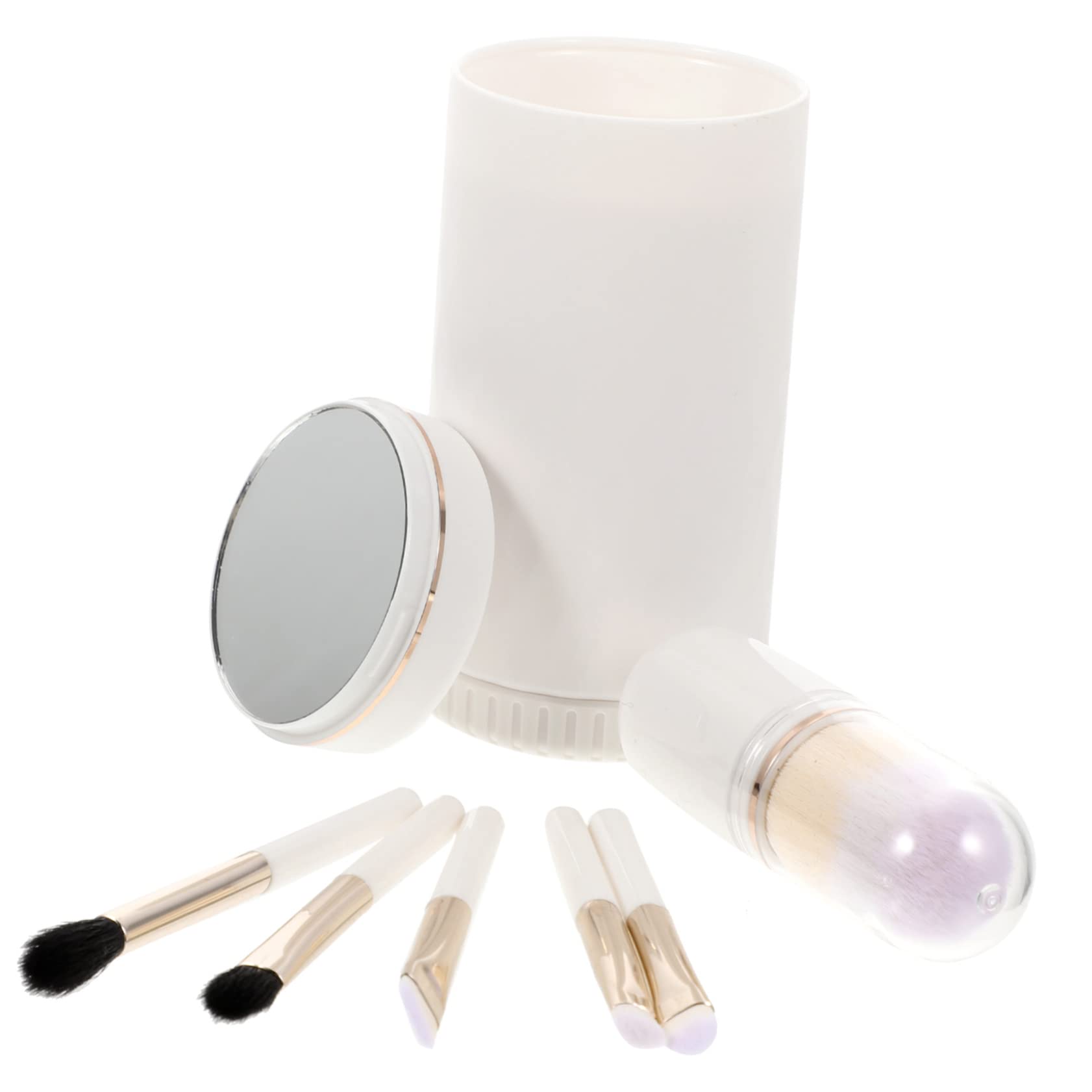 Healeved 3juegos Pinceles De Maquillaje Profesional Portátiles Con Espejo Para Aplicación De Cosméticos Para Viajes y Uso Diario