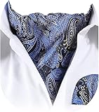 HISDERN Men's Paisley Jacquard Woven Self Cravat Tie Ascot Set One Size Blue / Yellow / Black