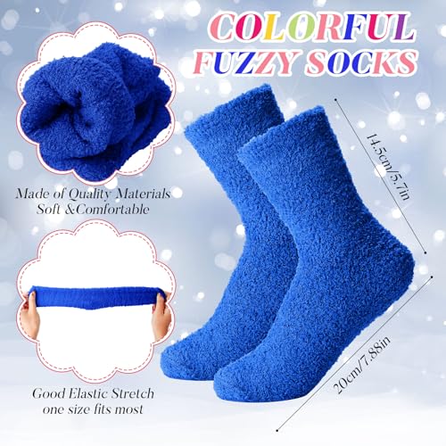 Image of Handepo 60 Pairs Women Fuzzy Socks Bulk Winter Warm Soft Fluffy Crew Sleeping Slipper Socks for Back to School Birthday Gifts