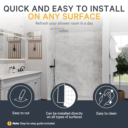 Shower Surround Kits – Waterproof Wall Panels for Shower – Glossy Finish & Seamless Pattern – Easy to Install Over Any Surface – Leakproof Design (60\'\' x 35.5\'\' x 78\'\') – Mist