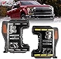 Winjet LED Headlight Assemblies for 2017-2019 Ford F250 F350 F450 F550 Super Duty Full LED Design DRL/Dual Beam/Sequential Turn Signal/Amber Reflector Projector Headlights Assembly LH+RH Black/Clear