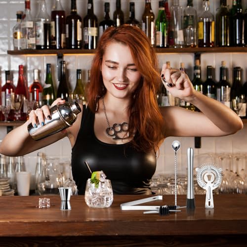 talifoca Cocktail Shaker Set, 8 Stück Edelstahl Cocktail Mix Set, 750 ML cocktail set, edelstahl shaker mixer, professionelle barkeeper zubehör, für Zuhause, Bar, party