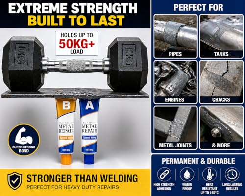 Image of Metal Repair Epoxy Glue (100g) | Strong AB Adhesive for Metal, Pipe, Tank & Crack Repair | Waterproof, Heat Resistant Cold Weld | DIY Heavy Duty Fix