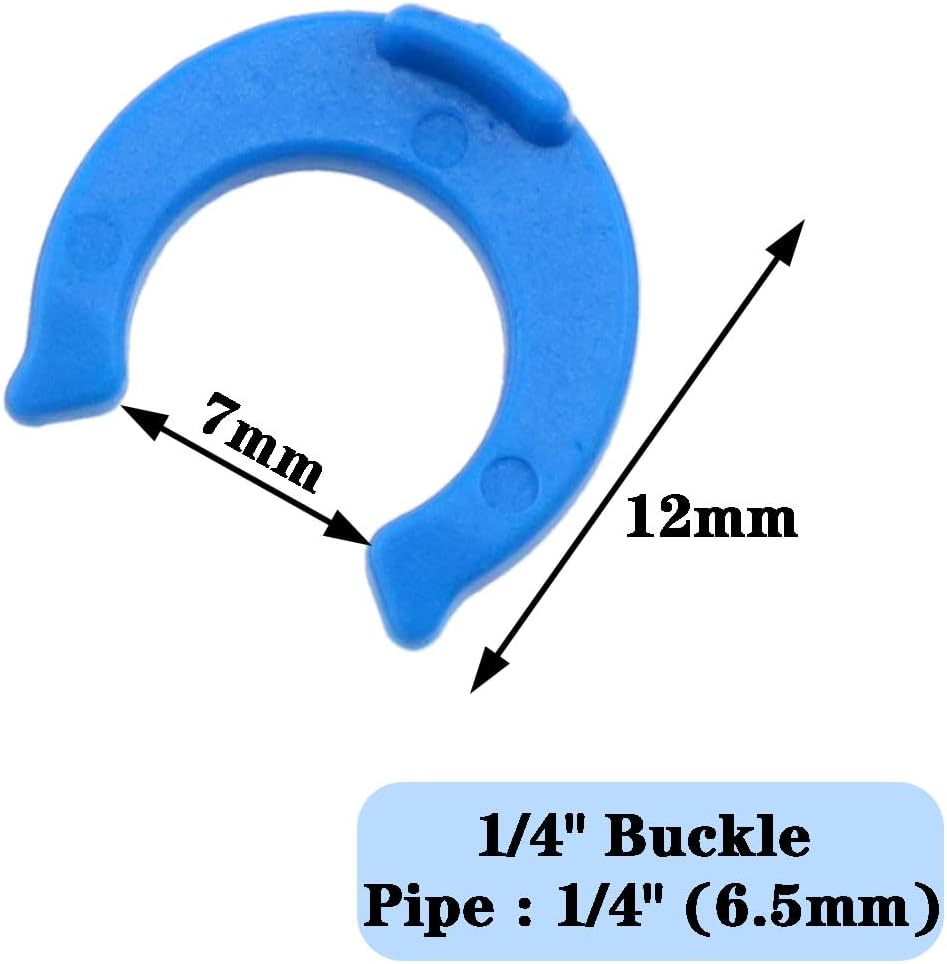 AYLIFU 100 PCS 1/4 “ Locking Clips Quick Connector Locking Clips for RO Reverse Osmosis Water Filter Fittings PE Pipe Fitting Filter System Accessories (Blue, 1/4inch)