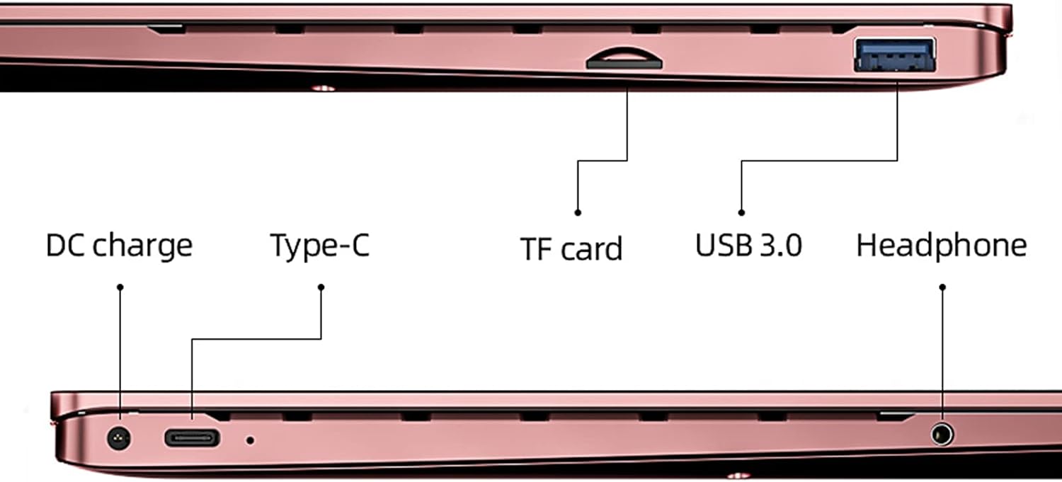 Amаzіng 🔥 DERE Windows 10 Laptop 14.1 Thin Laptop Computer Intel Core i7-7500U CPU 8GB DDR4, 256GB SSD Small Laptop 1920x1080 FHD Display Backlit Keyboard Full Metal Body USB 3.0 Type C V14 AIR Laptops Pink