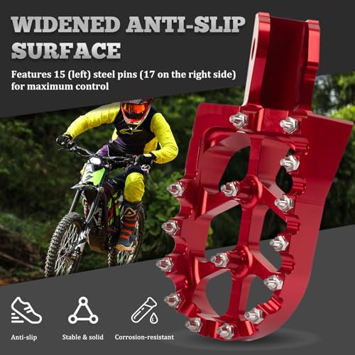 XINGWU Dirt Bike Foot Pegs for Surron Light Bee X/S E-Ride Pro SS/SR/S Talaria MX3 MX4 Segway X160/X260 CRF150F 230F 250F Electric Dirt Bike Foot Peg Rests (Red) by XINGWU - Used condition - Image 6