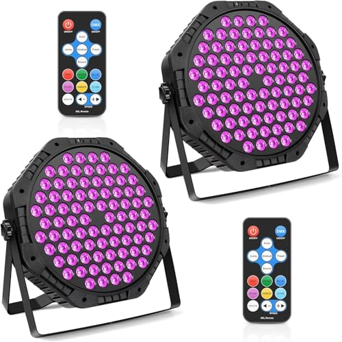 Focos Par LED RGB 3 en 1 con 84 LEDs, Control DMX y Activación Sonido para Discoteca DJ Escenarios Fiesta Bodas Halloween, 2 Pcs