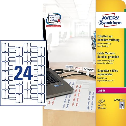 Étiquettes ultra résistantes Avery L7950-20 blanches 45x40mm