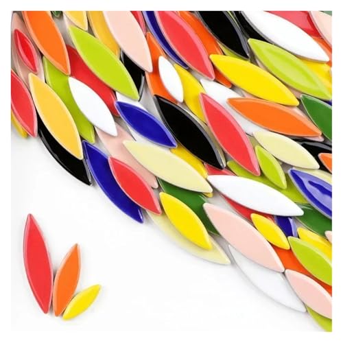 85g Ceramic Petal Mosaic Tiles DIY Porcelain Leaf Tile Willow Leaves Making Stones 66(All Color Mix)