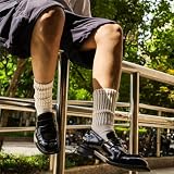 DAUCO 4 Pairs 98% Cotton Socks for Men Women Crew Seamless Fall Slouchy Socks
