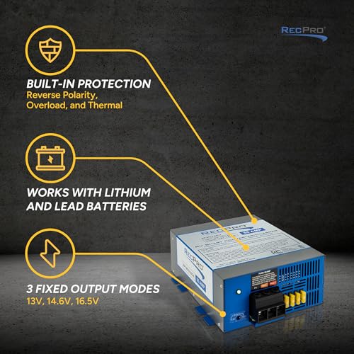 Image of RecPro 55 Amp RV Power Converter & Battery Charger | 4-Stage Charging