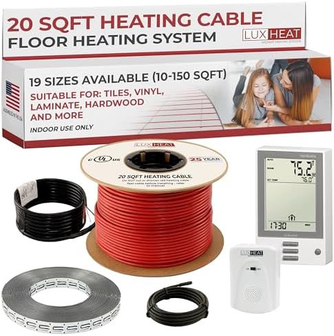 LuxHeat 20sqft Floor Heating Cable Kit - 120v Under Floor Heating...
