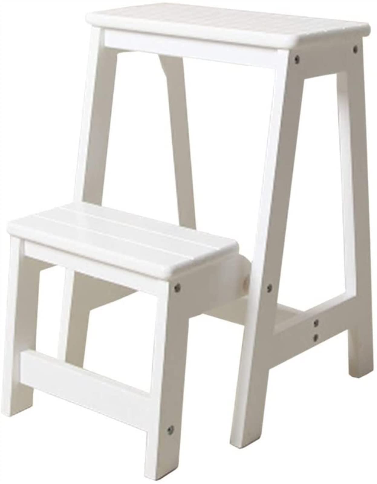Escabeau 2 marches en bois massif pliable et portable, supportant 150 kg