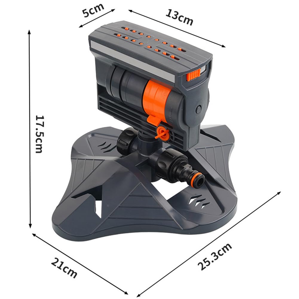 Oszillierender Sprinkler mit 16 Düsen mit Dual-Zonen-Wasser-Timer für Rasen- und Gartenbewässerung, Mini-Turbo-Sprinkler für große Flächenabdeckung, effizientes Bewässerungssystem