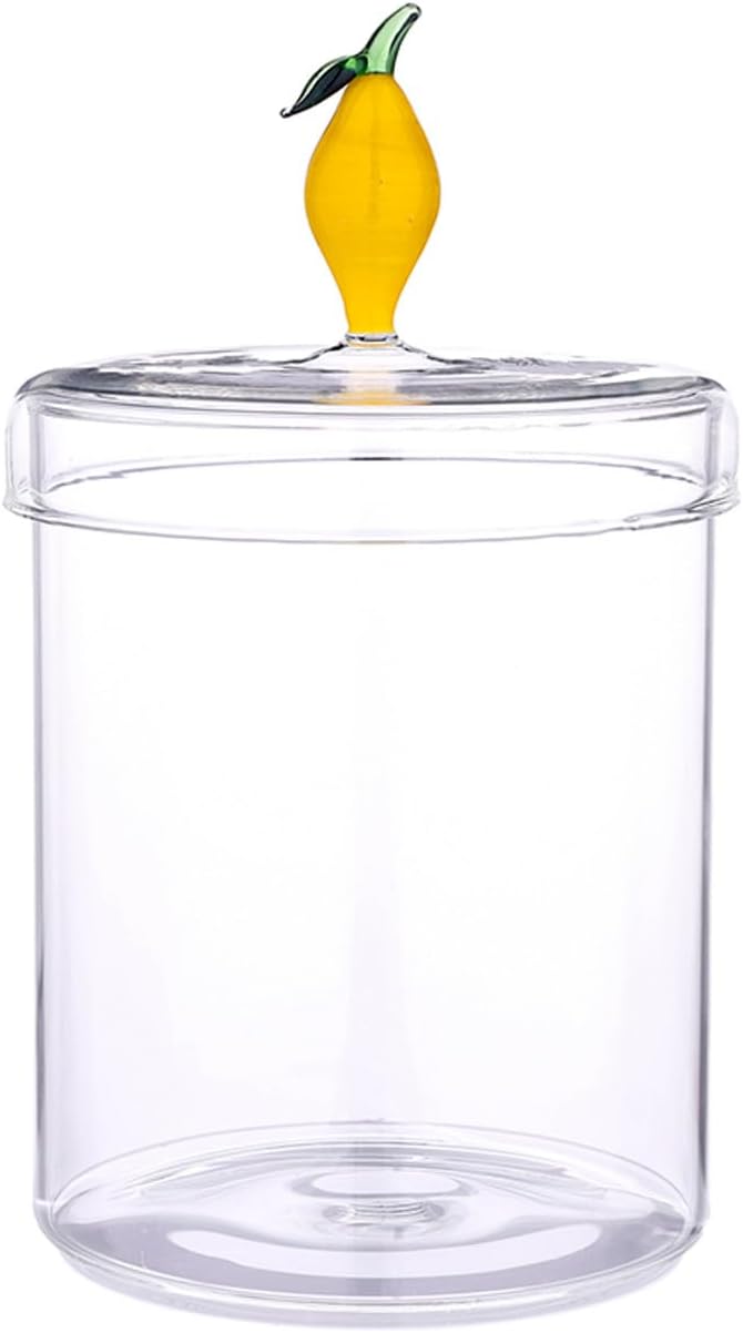 Santa Barbara Design Studio Canisters - Clear Glass Canister with Lid & Decorative Handle, 3.75" x 6.5", Lemon