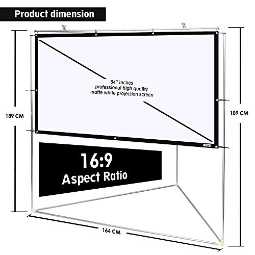 Pantalla portátil para proyector Pyle 84 pulgadas blanca mate miniatura 5
