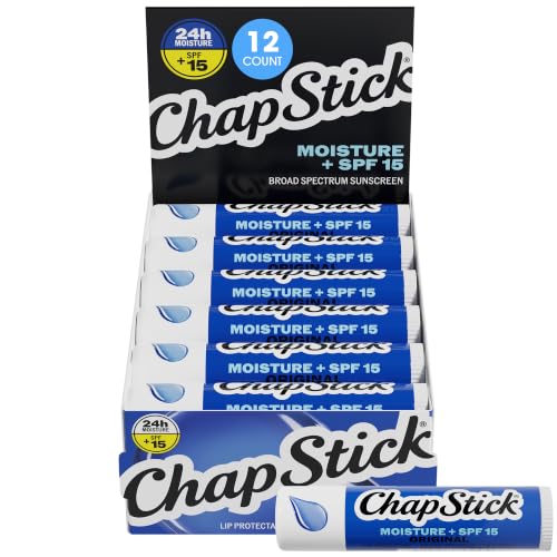 ChapStick Moisture + SPF 15 Bulk Lip Balm Sunscreen 12-Pack, 0.15...