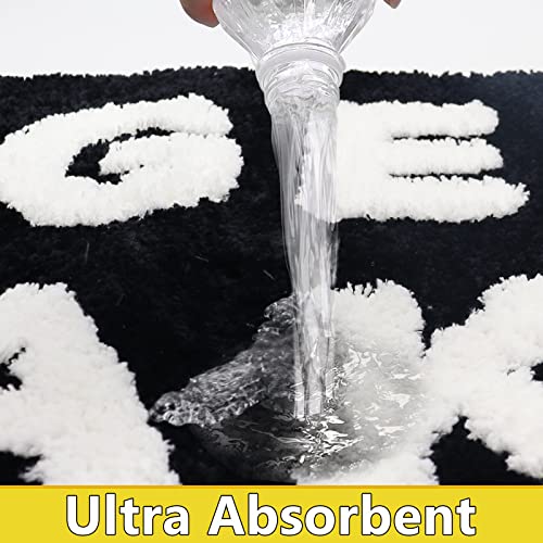 Firecos Get Naked Badematte Fußmatte rutschfeste Türmatte Fussmatte Microfiber Badezimmermatte Badewanne Duschteppich Badteppich für Badezimmerdekoration (Schwarz und Weiß, 50x80cm)