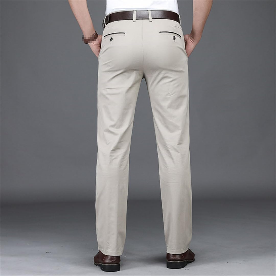 Vogrtcc Pantaloni Casual da Uomo Sottili in Cotone A Gamba Dritta Pantaloni Elasticizzati Casual da Lavoro