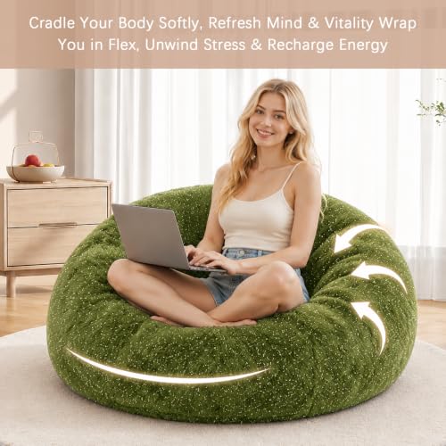 Image of Memory Foam Bean Bag Chair for Adults, 4FT Green Shining