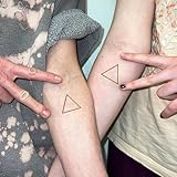 Oottati 2 Sheets Tiny Small Temporary Tattoos For Women Men Finger Hands Neck Wrist Face, Cute Long Lasting Cartoon Fake Tattoo Stickers For Kids Boys Girls Black Color Triangle