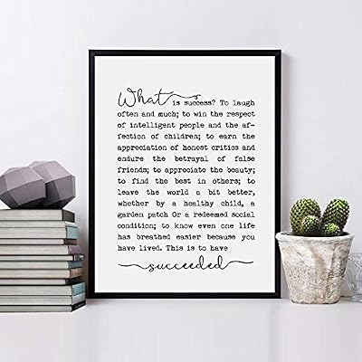 ZEARPT What is Success Inspirational Print, Motivational Quote Poem, Literary Poster, Office Wall Decor, 8x10 inch Unframed