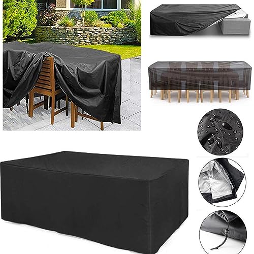 Aheng Art Abdeckung für Gartenmöbel Multi Größe Abdeckplane für Gartenmöbel 420D Oxford Gewebe Schutzhülle Wasserdicht Winddicht UV-Beständiges Schutzhülle für Gartentisch Möbelsets Balkonmöbel – Bild 4