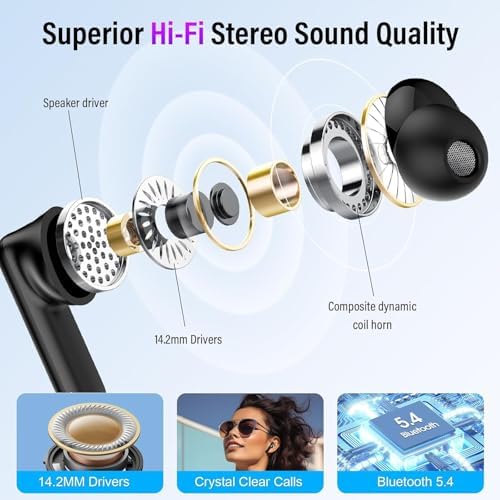 Wireless Earbuds, Bluetooth 5.4 Headphones with Multifunctional Touch Screen, 48H Bass Stereo Ear Buds with ANC/ENC Noise Cancelling/Transparency Mode, IPX7 Earphones with 5 EQ Modes for iOS Android — view 2