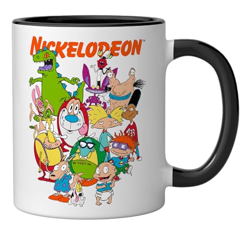 Taza cerámica Nickelodeon personajes 90s negro/blanco miniatura 2