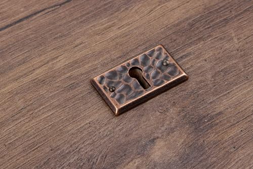 Mission Hammered Cast Brass Decorative Keyhole Cover | 1" x 1-5/8" | Keyhole Escutcheon Plate for Cabinet Door, Dresser Drawer, Desk | Antique Furniture Hardware | UA-296-AC
