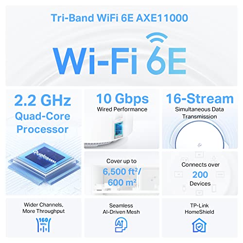 Image of TP-Link Deco XE200 Mesh WiFi AXE11000 Tri-Band WiFi 6E Mesh Network System - Replaces Wireless Internet Router and Extender, 10Gbps Ethernet Port, Compatible with Alexa, Deco XE200(2-Pack) | Replaces Wireless Internet Router and Extender, 10Gbps Ethernet Port, Compatible with Alexa, Deco XE200(2-Pack)