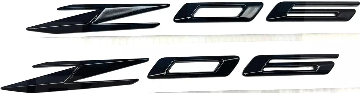 2Pcs Z06 Emblems 3D Badge Nameplate Letter Replacement for 2020-2022 C8 85623536 (Gloss Black)
