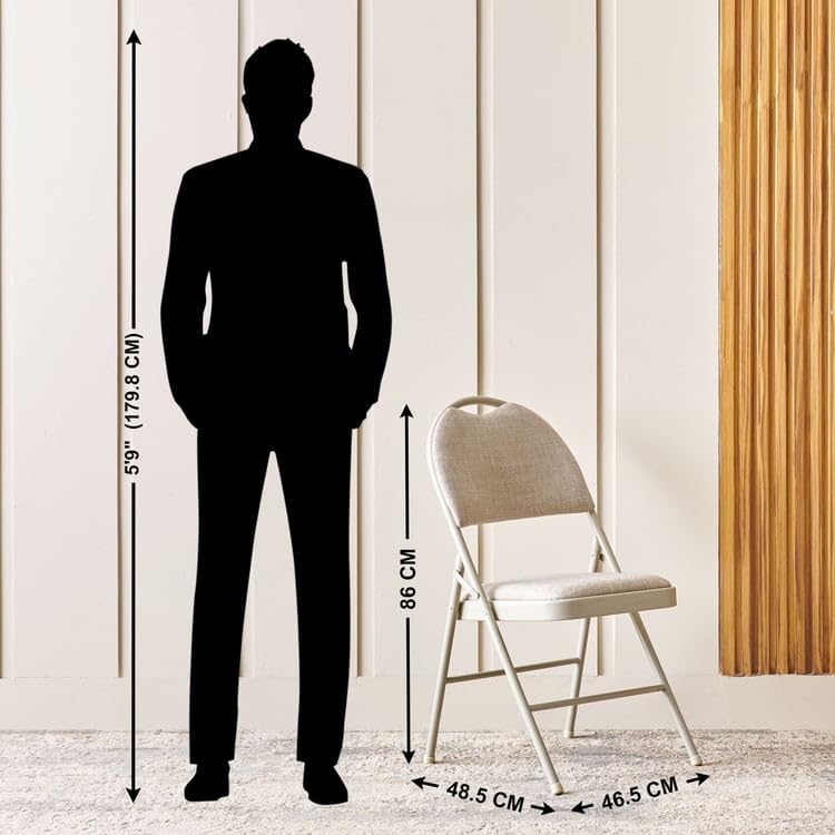 Image of Home Centre | Russel Fabric Folding Chair | Metal Frame, for Home | Beige | 6 Months Warranty