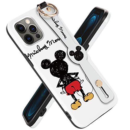Disney iPhone 12 Pro Max Case Kickstand 6.7 inch, Disney Mickey iPhone 12 Pro Max Case Cute Cool Street Fashion iPhone 12 Pro Max Case Flexible TPU Case with Wrist Lanyard Straps Fit iPhone 12 Pro Max