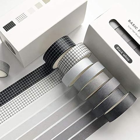 Sofecto 8 Rolls With 2 Sizes Black White Plaid Washi Masking Tapes Set, Japanese Decorative Washi Tape Colorful Writable Tape for Craft, Scrapbook, Bullet Journal, DIY, Gift Wrapping(10/15mm) Cover