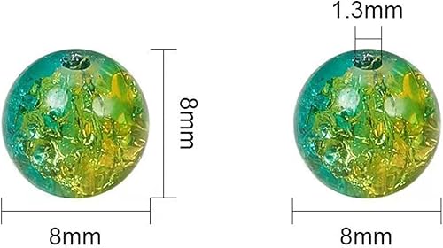 Miniatura 2 de 200 cuentas de cristal de 10 colores agrietados de 0.315 in, redondas, hechas a mano, cuentas de cristal para hacer joyas, adornos de árbol de