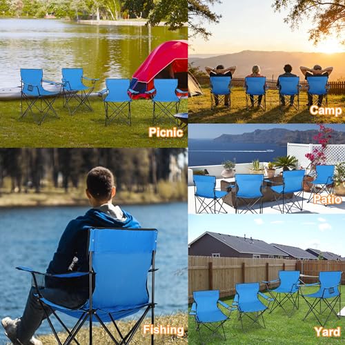 Image of HaSteeL Camping Chairs 4 Pack, Oversized Folding Chair with Cup Holders for Adults, Portable Chair & Carry Bag for Outdoor Backyard, Beach, Lawn, Patio, Picnic, Fishing, Oxford Fabric & Heavy Duty