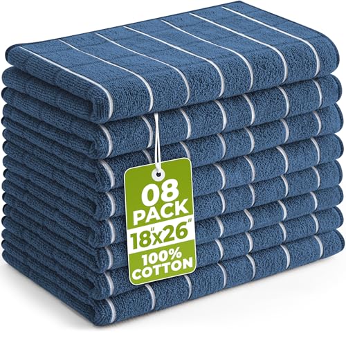 Utopia Towels - Microfiber Kitchen Towels, Super Absorbent 18 x 26 Inches, Durable, Soft, and Lint Free Dish Towels, Ideal for Cleaning Dishes, Pans, and Kitchen Appliance (8 Pack, Navy)