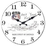 Constantplanet Route 66 Map Orologio da parete in legno a batteria 40,6 cm rustici orologi da parete per decorazione soggiorno Orologio analogico silenzioso per parete