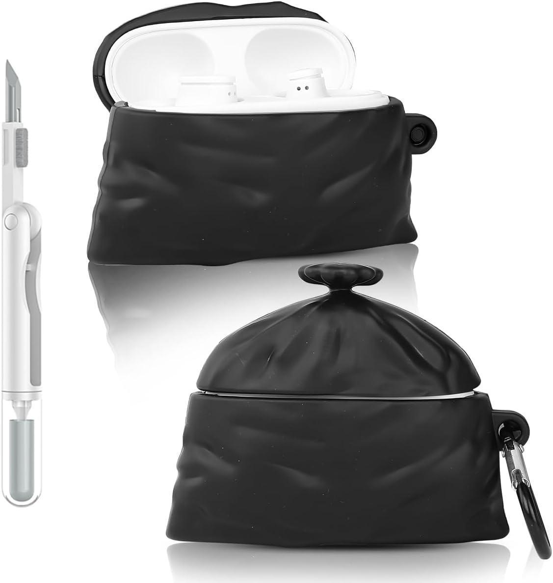 Case for Beats Studio Buds/Buds Plus Earbuds 2021/2023 with Cleaning Pen Kit, Suublg Cute Cartoon Charging Case Protective Covers with Carabiner and Cleaner Pen (Coffee)