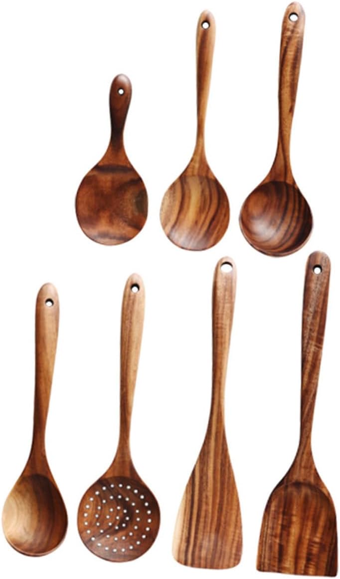 PRETYZOOM Kitchen Cooking Spoons Set Wooden Scoop Kit Spoons Tea Strainer Versatile Cooking Utensils for Home Gifts