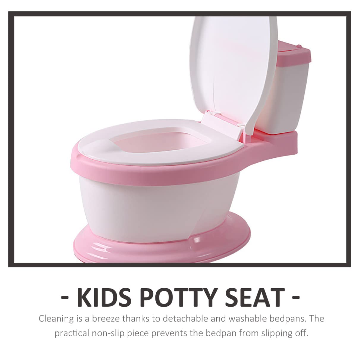 LIOOBO Portable Potty Seat Stable Toilet Training Seat with Splash Design Easy to Clean Detachable Bedpan Non Slip Base for Confident Toilet Use