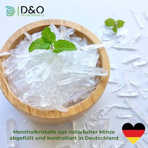 D&O Nature Products Mentholkristalle Sauna 100g, Saunakristalle aus 100% reiner Minze, Menthol Kristalle als Saunaaufguss in wiederverschließbarer Dose, Sauna Zubehör Geschenk