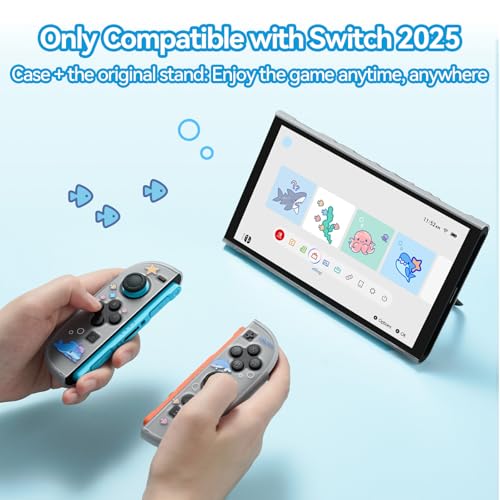 Image of GeekShare Slim Cover Case Compatible with Switch 2, Shock-Absorption and Anti-Scratch PC Cover Skin for Switch 2 Game Console - Shark Party