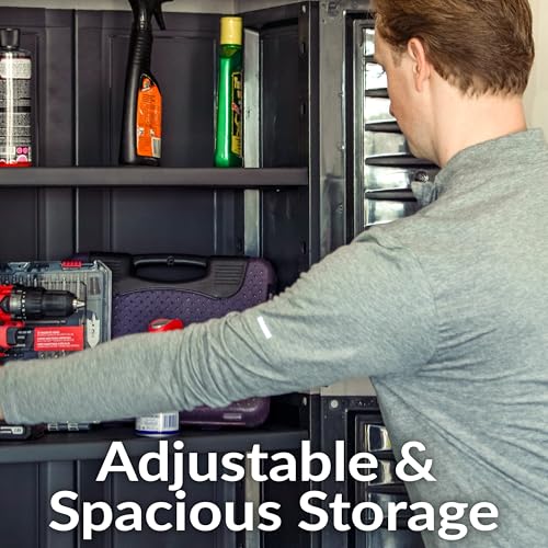 Image of Sunnydaze 72 inch Garage Storage Cabinet with Locking Doors & Shelves, Shadow