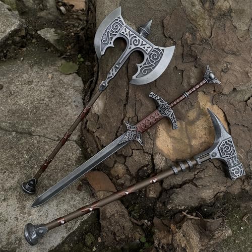 crafthand Handmade Game Set of 3 Skyrim Weapon Box Metal Knife Steel War Hammer Greatsword Gaint Axe Knife Collection Cosplay Prop Desktop Decoration - Thumbnail 6