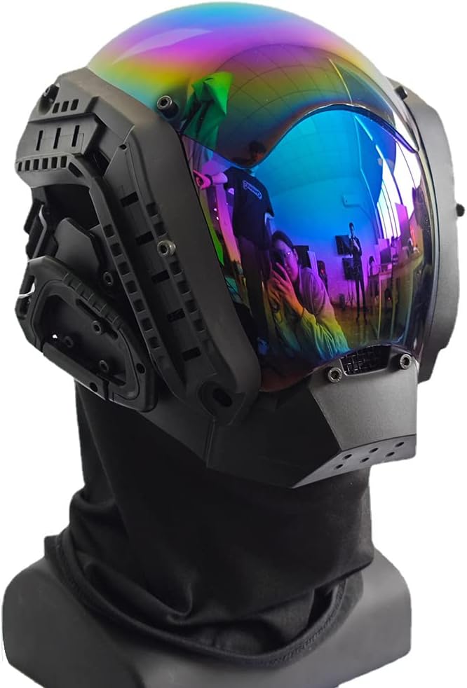 KYEDAY Punk Mask Cosplay for Men, Mechanical Sci-fi Gear Cosplay Halloween Mask Fit Party Music Festival Accessories