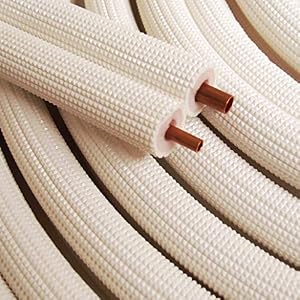 Image of 1/4" - 1/2" Insulated Copper Coil Line Set - Seamless Pipe Tube for HVAC, Refrigerant - 1/2" White Insulation EZ Twin Set - 50' Long