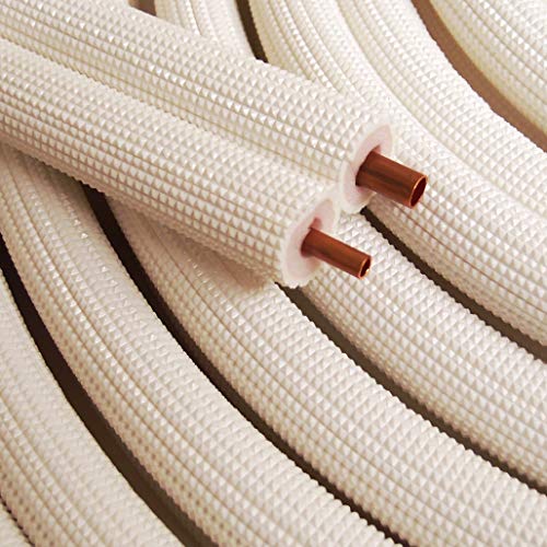 Insulated Copper Coil Line Set - White (1/4" - 3/8" 35FT, White) by HVAC Premium - Used condition - US$64.19