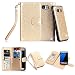 Galaxy S7 Edge Case, TabPow 10 Card Slot - [ID Slot] Wallet Folio PU Leather Case Cover With Detachable Magnetic Hard Case For Samsung Galaxy S7 Edge Case, - Glitter Gold